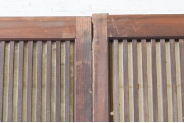 アンティーク建具　和の趣溢れる裏障子付きの幅狭格子戸4枚セット(障子戸、引き戸)(R-066790)