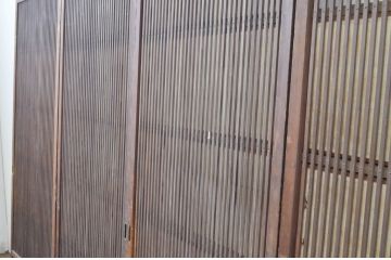 アンティーク建具　和の趣溢れる裏障子付きの幅狭格子戸4枚セット(障子戸、引き戸)(R-066790)
