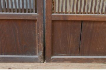 アンティーク建具　和の趣溢れる裏障子付きの幅狭格子戸4枚セット(障子戸、引き戸)(R-066790)