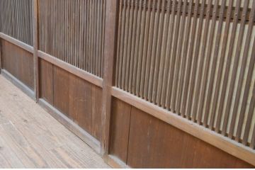 アンティーク建具　和の趣溢れる裏障子付きの幅狭格子戸4枚セット(障子戸、引き戸)(R-066790)