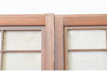 アンティーク建具　和の趣溢れる裏障子付きの幅狭格子戸4枚セット(障子戸、引き戸)(R-066790)