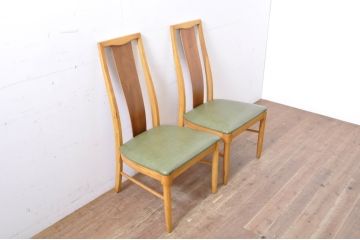 中古　美品　DREXEL HERITAGE(ドレクセルヘリテイジ)　北欧テイストのお部屋におすすめ!!洗練されたモダンデザインが美しいダイニングチェア2脚セット(椅子、イス)(R-066803)