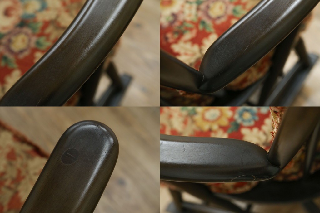 イギリスビンテージ　ERCOL(アーコール)　クラシカルな佇まいが魅力のクッション付きロッキングチェア　(R-066805)