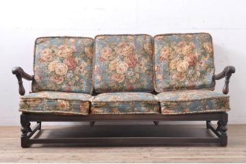 イギリスビンテージ　ERCOL(アーコール)　Old Colonial(オールドコロニアル)　シックな英国カントリースタイルのお部屋におすすめな3人掛けソファ(アームソファ、三人掛けソファ、トリプルソファ、ヴィンテージ、北欧)(R-066806)