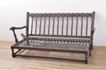 イギリスビンテージ　ERCOL(アーコール)　Old Colonial(オールドコロニアル)　シックな英国カントリースタイルのお部屋におすすめな3人掛けソファ(アームソファ、三人掛けソファ、トリプルソファ、ヴィンテージ、北欧)(R-066806)