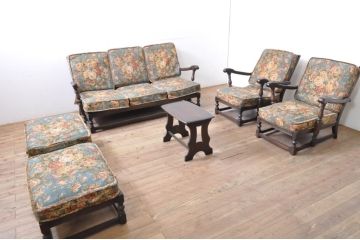 イギリスビンテージ　ERCOL(アーコール)　Old Colonial(オールドコロニアル)　シックな英国カントリースタイルのお部屋におすすめな3人掛けソファ(アームソファ、三人掛けソファ、トリプルソファ、ヴィンテージ、北欧)(R-066806)