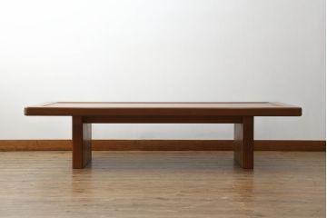 和製ビンテージ　国産　職人手造り　チーク材　シンプルで飽きのこないデザインが魅力の大振りなセンターテーブル(ローテーブル、リビングテーブル、ヴィンテージ、座卓)(R-066811)