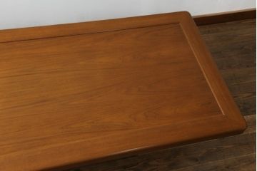 和製ビンテージ　国産　職人手造り　チーク材　シンプルで飽きのこないデザインが魅力の大振りなセンターテーブル(ローテーブル、リビングテーブル、ヴィンテージ、座卓)(R-066811)