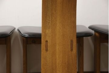 中古　北海道旭川家具　匠工芸　BAN(バン)　本革(レザー)　洗練された和モダンなデザインが美しいダイニングチェア4脚セット(ハイバックチェア、アームレスチェア、椅子、イス)(定価4脚で約32万円)(R-066813)