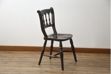中古　松本民芸家具　#49型A　背もたれの美しいデザインが印象的なワイコムチェア(ダイニングチェア、椅子、イス、板座チェア)(R-066816)