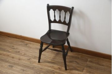 中古　松本民芸家具　#49型A　背もたれの美しいデザインが印象的なワイコムチェア(ダイニングチェア、椅子、イス、板座チェア)(R-066816)