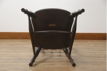 中古　松本民芸家具　#49型A　背もたれの美しいデザインが印象的なワイコムチェア(ダイニングチェア、椅子、イス、板座チェア)(R-066816)