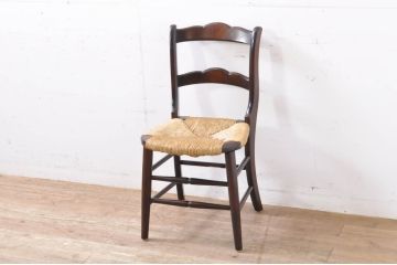 中古　美品　松本民芸家具　#37型　落ち着きのある色味がお洒落なラッシチェア(椅子、イス、チェア、ダイニングチェア)(定価約15万円)(R-066817)