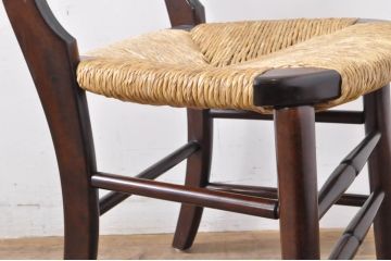 中古　美品　松本民芸家具　#37型　落ち着きのある色味がお洒落なラッシチェア(椅子、イス、チェア、ダイニングチェア)(定価約15万円)(R-066817)