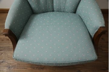 中古　美品　DREXEL HERITAGE(ドレクセルヘリテイジ)　シンプルな柄の上品な1人掛けソファ+オットマンのセット(1人掛けソファ、アームチェア、スツール)(R-066818)