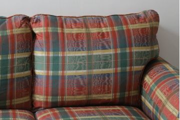 中古　アメリカ輸入モデル　DREXEL HERITAGE(ドレクセルヘリテイジ)　アメリカンクラシックなチェック柄が目を引く3人掛けソファ(三人掛けソファ、3P、トリプルソファ、アームソファ)(R-066821)
