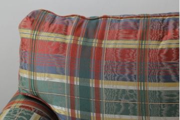 中古　アメリカ輸入モデル　DREXEL HERITAGE(ドレクセルヘリテイジ)　アメリカンクラシックなチェック柄が目を引く3人掛けソファ(三人掛けソファ、3P、トリプルソファ、アームソファ)(R-066821)