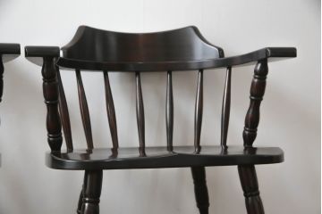 中古　美品!!　北海道民芸家具　HM630　格好良い佇まいが魅力のキャプテンチェア3脚セット(肘掛け椅子、アームチェア、イス、板座チェア、ダイニングチェア)(R-066825)