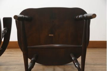 中古　美品!!　北海道民芸家具　HM630　格好良い佇まいが魅力のキャプテンチェア3脚セット(肘掛け椅子、アームチェア、イス、板座チェア、ダイニングチェア)(R-066825)