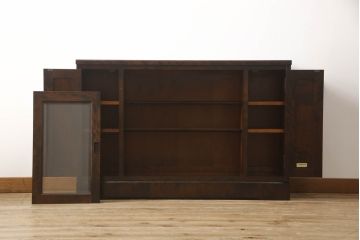 和製ビンテージ　希少な絶版品　北海道民芸家具　品の良い佇まいが魅力の薄型サイドボード(収納棚、戸棚、飾り棚、サイドキャビネット、ヴィンテージ)(R-066827)