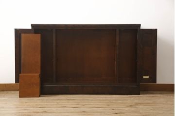 和製ビンテージ　希少な絶版品　北海道民芸家具　品の良い佇まいが魅力の薄型サイドボード(収納棚、戸棚、飾り棚、サイドキャビネット、ヴィンテージ)(R-066827)