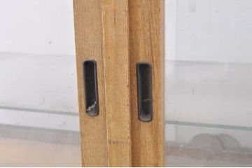 和製ビンテージ　ナラ(楢)材　シンプルなデザインが取り入れやすい木枠のガラスケース(Gケース、カウンターショーケース、ディスプレイケース、コレクションケース、キャビネット、飾り棚、陳列棚、店舗什器、ヴィンテージ)(R-066829)