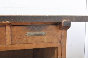 和製アンティーク　極厚天板　重厚感のある佇まいが魅力的な両面使いできる作業台(テーブル、デスク、机、在宅用、在宅ワーク)(R-066831)