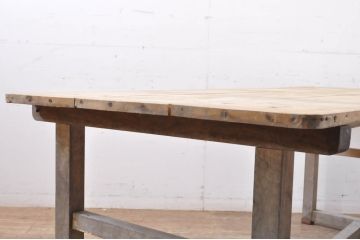 和製ビンテージ　レトロな雰囲気を醸し出す素朴な作業台(ダイニングテーブル、食卓、4人掛け、6人掛け、ヴィンテージ)(R-066834)