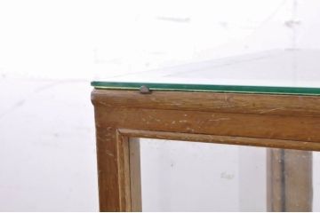 和製ビンテージ　昭和レトロ　ナラ(楢)材　シンプルなデザインが取り入れやすい木枠のガラスケース(Gケース、ショーケース、コレクションケース、キャビネット、飾り棚、陳列棚、店舗什器、ヴィンテージ)(R-066841)