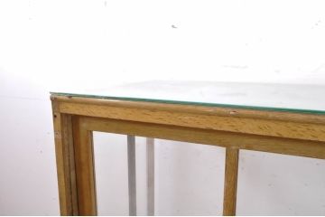 和製アンティーク　昭和レトロ　ナラ(楢)材　ノスタルジックな雰囲気の木枠ガラスケース(ショーケース、飾り棚、陳列棚、店舗什器)(R-066844)