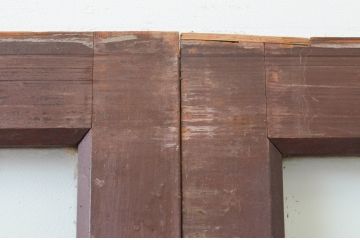 アンティーク建具　上手物　大正ロマン　腰板欅(ケヤキ)材　店舗用にお勧めな大判ガラス戸2枚セット(引き戸)(R-066847)