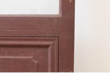 アンティーク建具　上手物　大正ロマン　腰板欅(ケヤキ)材　店舗用にお勧めな大判ガラス戸2枚セット(引き戸)(R-066847)