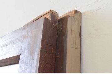 アンティーク建具　上手物　大正ロマン　腰板欅(ケヤキ)材　店舗用にお勧めな大判ガラス戸2枚セット(引き戸)(R-066847)