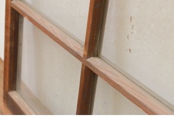 アンティーク建具　古い木味が趣のあるガラス窓4枚セット(引き戸、ガラス戸)(R-066849)