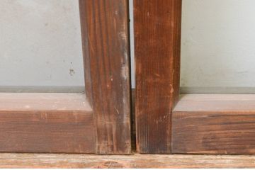 アンティーク建具　古い木味が趣のあるガラス窓4枚セット(引き戸、ガラス戸)(R-066849)