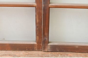 アンティーク建具　古い木味が趣のあるガラス窓4枚セット(引き戸、ガラス戸)(R-066849)