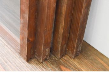 アンティーク建具　古い木味が趣のあるガラス窓4枚セット(引き戸、ガラス戸)(R-066849)