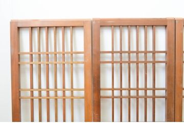 ビンテージ建具　ガラス無し　和の空間に取り入れやすい格子戸窓4枚セット(引き戸、ヴィンテージ)(R-066850)