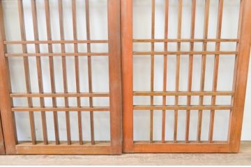 ビンテージ建具　ガラス無し　和の空間に取り入れやすい格子戸窓4枚セット(引き戸、ヴィンテージ)(R-066850)