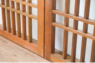 ビンテージ建具　ガラス無し　和の空間に取り入れやすい格子戸窓4枚セット(引き戸、ヴィンテージ)(R-066850)