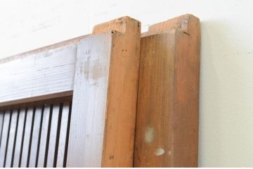 アンティーク建具　特注!!　上手物!!　モダンデザイン　真鍮(しんちゅう)鋲の高級格子戸2枚セット(引き戸、ガラス帯戸)(R-066851)