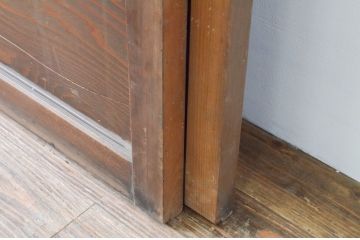アンティーク建具　特注!!　上手物!!　モダンデザイン　真鍮(しんちゅう)鋲の高級格子戸2枚セット(引き戸、ガラス帯戸)(R-066851)