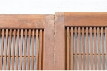 アンティーク建具　特注　上手物!!　和の空間を演出する無双付き格子戸4枚セット(引き戸、帯戸)(R-066854)