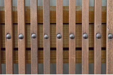 アンティーク建具　特注　上手物!!　和の空間を演出する無双付き格子戸4枚セット(引き戸、帯戸)(R-066854)