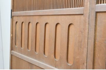 アンティーク建具　特注　上手物!!　和の空間を演出する無双付き格子戸4枚セット(引き戸、帯戸)(R-066854)