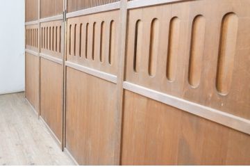 アンティーク建具　特注　上手物!!　和の空間を演出する無双付き格子戸4枚セット(引き戸、帯戸)(R-066854)