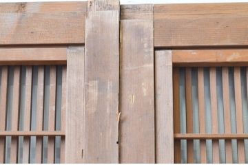 アンティーク建具　特注　上手物!!　和の空間を演出する無双付き格子戸4枚セット(引き戸、帯戸)(R-066854)