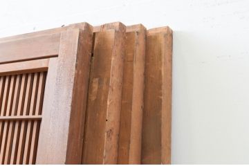 アンティーク建具　特注　上手物!!　和の空間を演出する無双付き格子戸4枚セット(引き戸、帯戸)(R-066854)