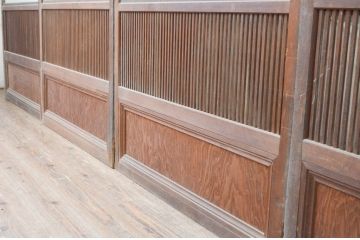アンティーク建具　和の風情が感じられる裏障子付き格子戸4枚セット(障子戸、引き戸、ガラス帯戸)(R‐066588)