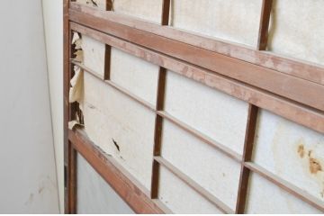 アンティーク建具　和の風情が感じられる裏障子付き格子戸4枚セット(障子戸、引き戸、ガラス帯戸)(R‐066588)